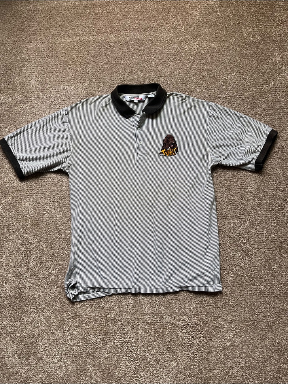 VTG 90’s Striped White & Black Polo Shirt